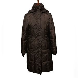 Brown Puffer Coat Full Zip Hooded Quilted Winter Warm Jacket